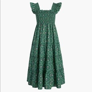 Hill House Ellie Nap Dress - Emerald Trellis - XS